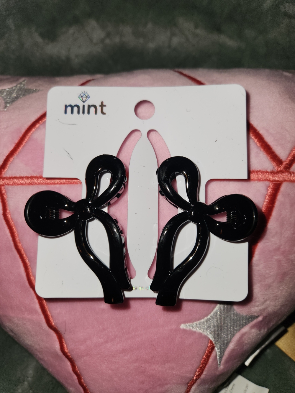 Mint Glossy Black Bow Clip Set - Picture 1 of 1
